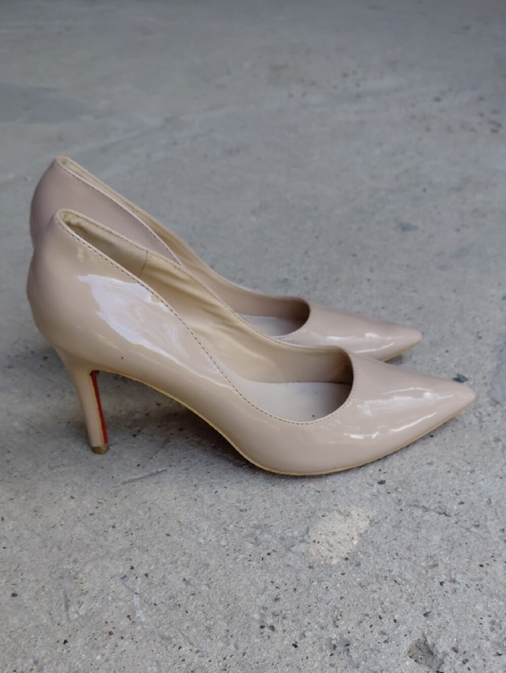***COPY***Christian Louboutin Beige Patent Pointed-Toe Pumps